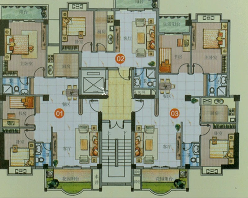 富邦书香花苑01,02,03单元户型户型图