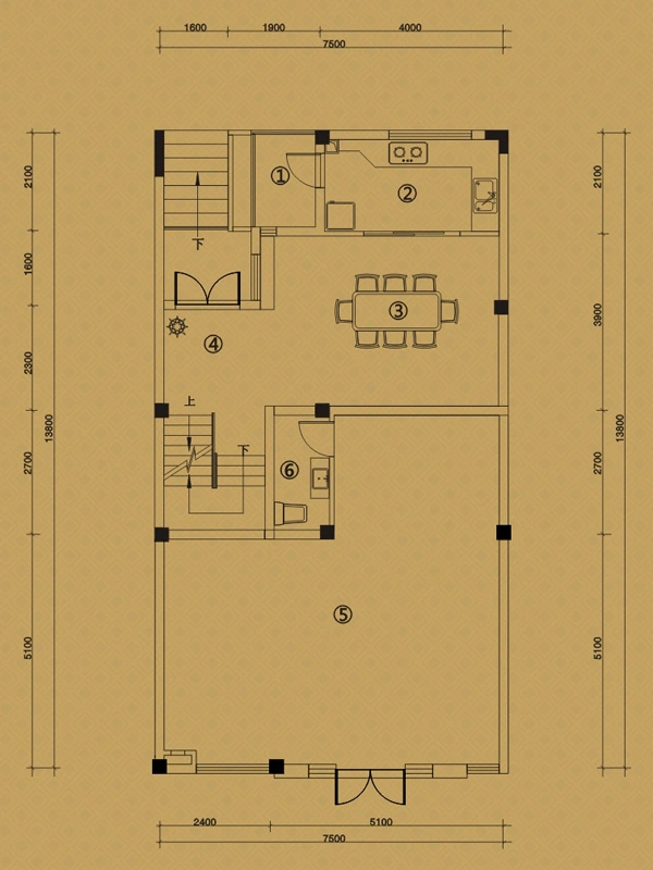 伟梦清水湾二期街墅户型图一层6室2厅5卫1厨248.00㎡