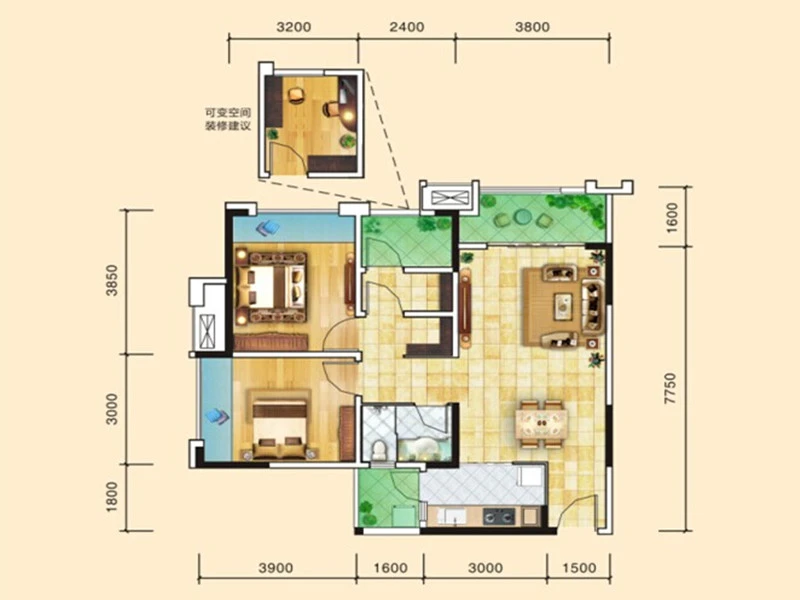 新科城市广场一期2/3号楼标准层1号户型户型图