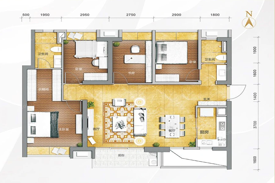 万科金域滨江14号楼03/04单元 139(建面)户型图