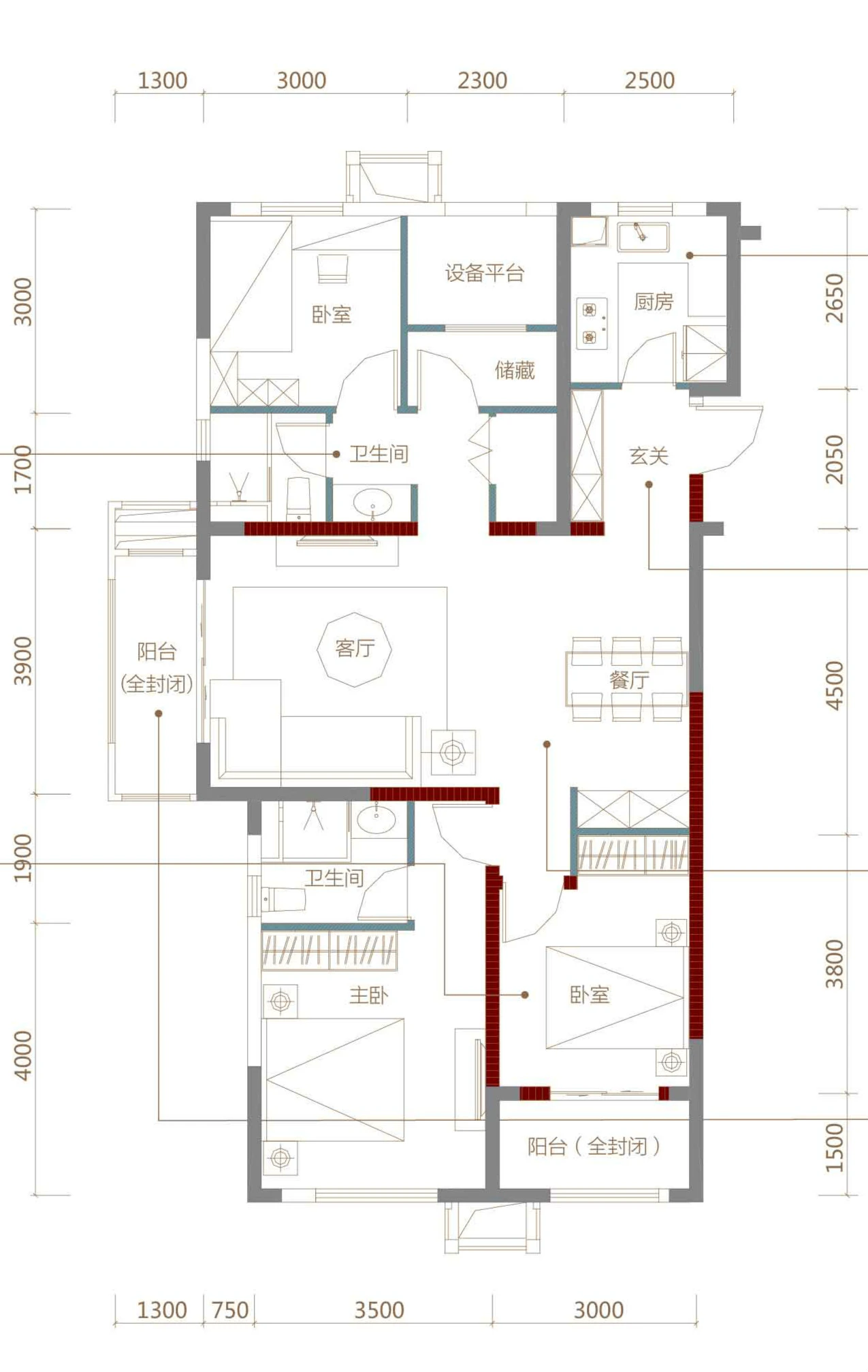 万科森林公园7#8 126户型户型图