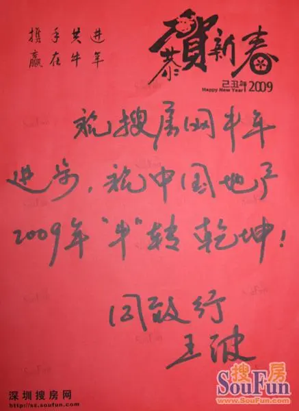 同致行董事长波:2009新春贺词