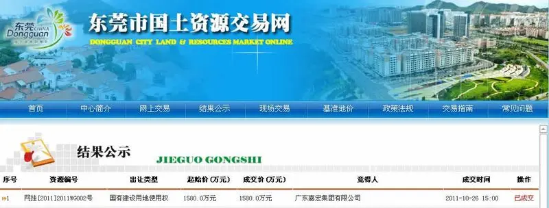嘉宏集团1580万元底价拍下石龙网拍商服地块
