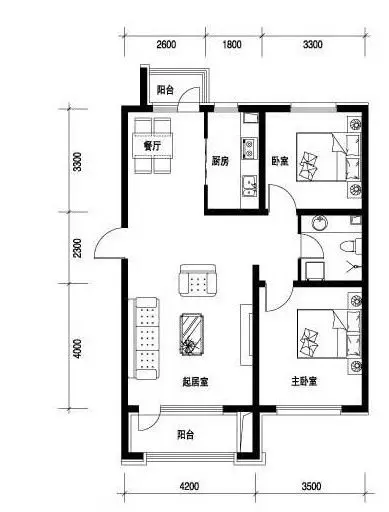 户型点评第11期—筑景橡树湾两室一厅(二) 面积98平米