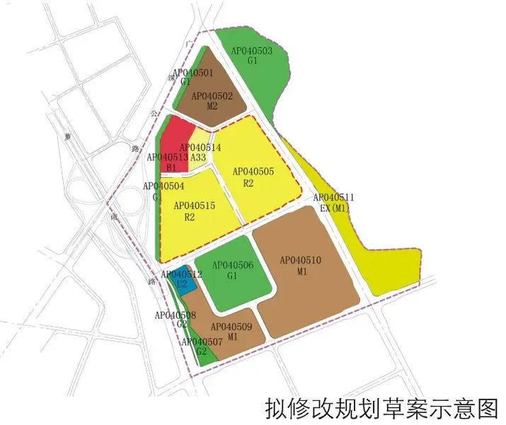 黄埔南玻地块规划修改草案示意图(来源:广州市规划局)