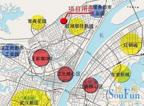 江岸区塔子湖村a包,b包地块区位图