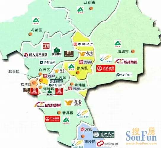 房企在广州楼市的势力分布图
