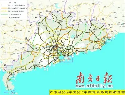 截至2012年底,广东高速公路通车里程达5524公里,位居全国第二,省际