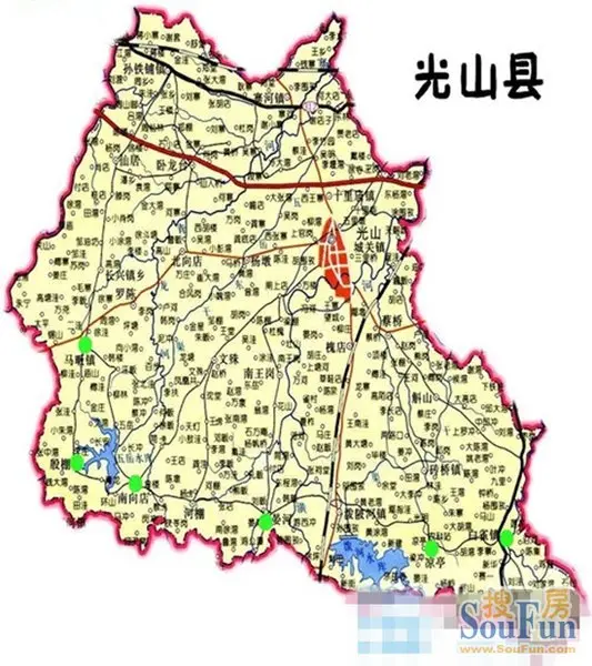 图为 光山县板栗主产区分布图