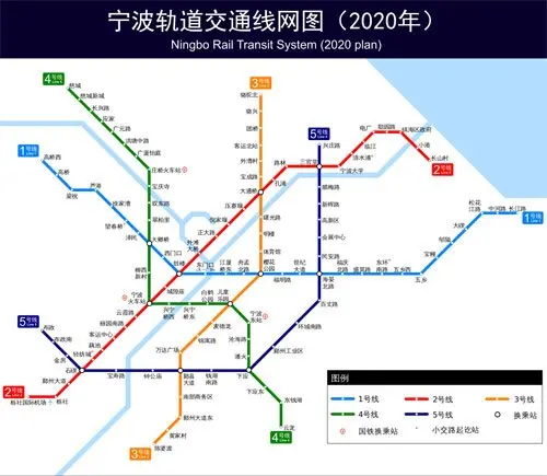 宁波轨道交通规划图(2020)