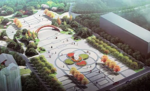西苑公园主入口广场建成后效果图,目前正在进行建设过程中,计划到今年