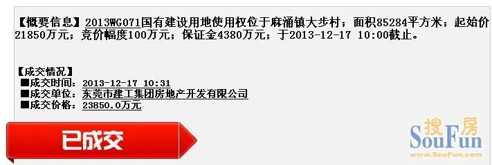 东莞建工集团23850万擒麻涌镇85万平商住地!