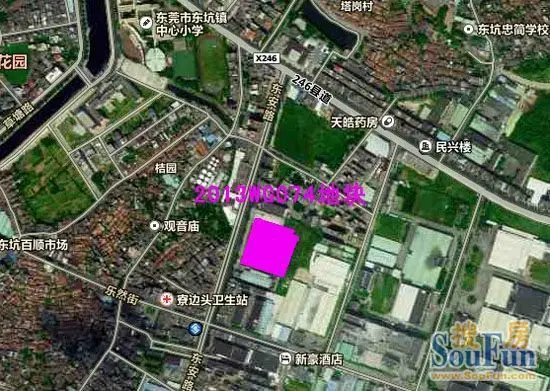 东坑镇塔岗村出让一宗商住地楼面价905元平
