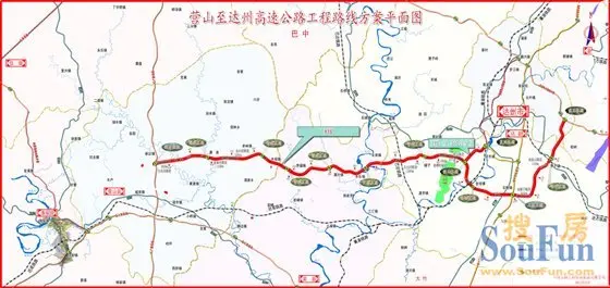 营山至达州高速公路项目路线图