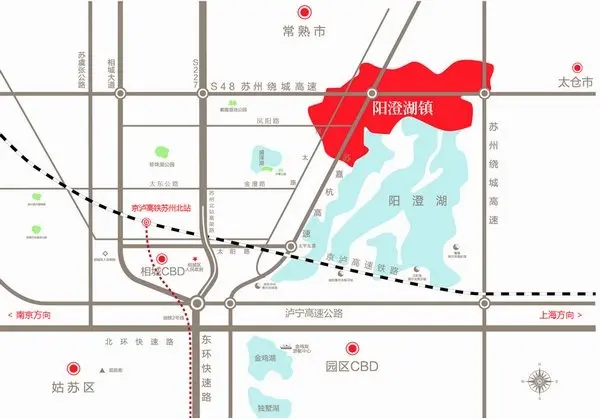 阳澄湖镇交通区位图
