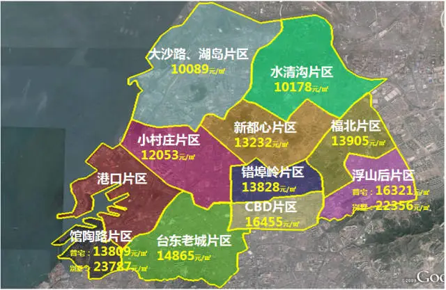 2014年青岛市场板块均价地图