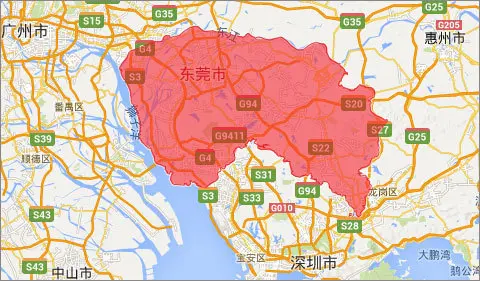 东莞位于广东省中南部 北接广州南连深圳(制图:广州房天下)