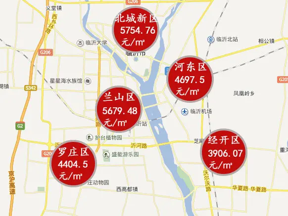 临沂新区域房价地图曝光 北城新区房价超过兰山