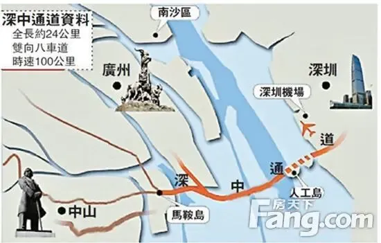 这预示着论证讨论了10多年的深中通道工程今年就要上马.