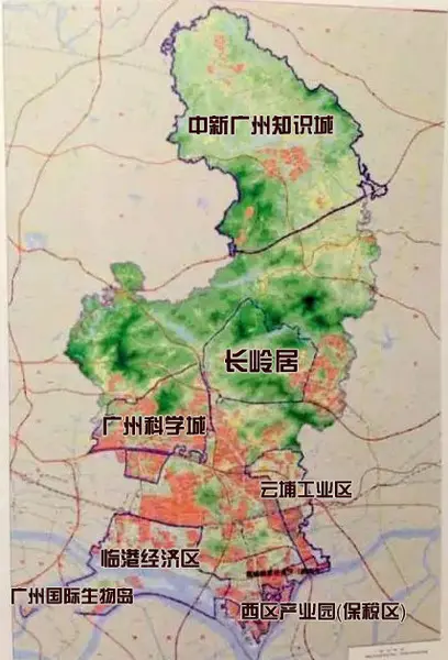 为此,新黄埔重点规划了6大园区构建新经济版图,包括长岭居,广州科学城