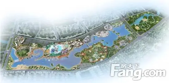 玉东湖滨水区规划设计鸟瞰图