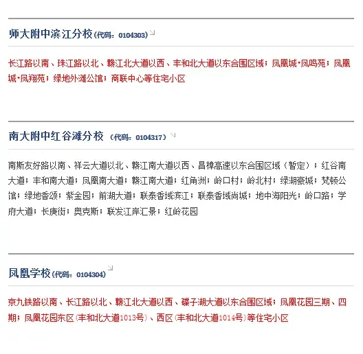 2016南昌市红谷滩新区初中招生范围