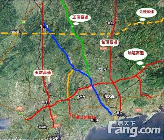 目前往湛江境外有两条高速公路正在积极谋划建设中,一条是云湛高速,云