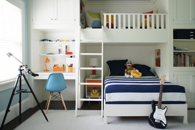 合理的存储设计可以让房间更加的整洁干净,如果你拥有两个孩子,还将会
