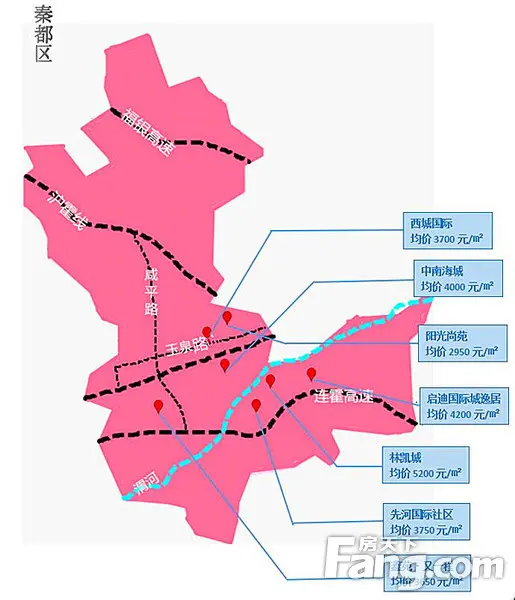 11月咸阳市区秦都区房价地图