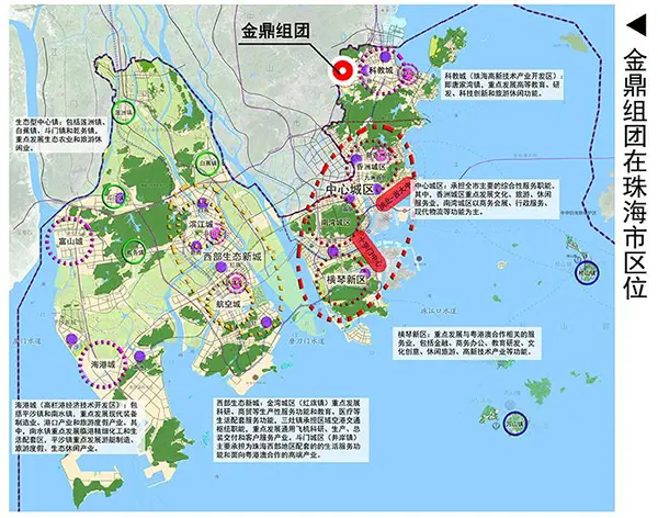 金鼎组团在珠海市区位
