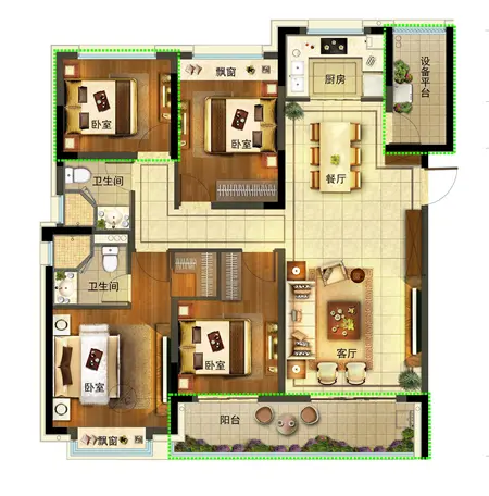 金地大运河府建筑面积约125方户型