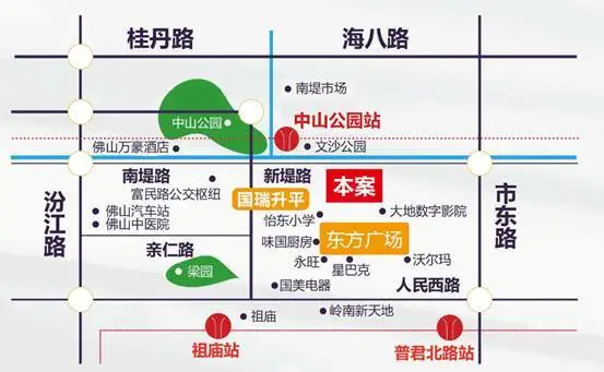 地处佛山第一的传统购物商圈中;毗邻传统购物热点东方广场及未来文旅