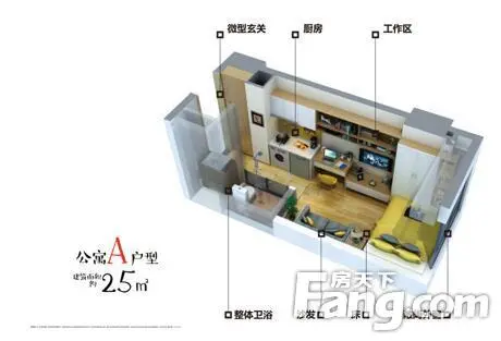 (万科•百荣荣寓约25㎡公寓户型图)