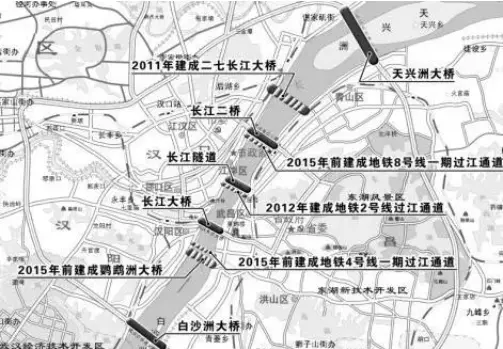 大桥,力争启动二七路至铁机路过长江通道(地铁10号线共用通道),堤角至