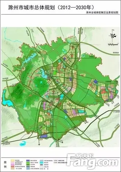 以全椒县,来安县,南谯新城,汊河新城为副 .
