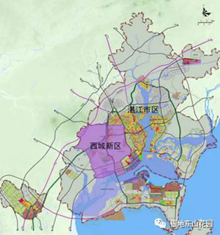 西城新区规划于湛江市区海湾西岸,霞山区以西,麻章区的南面,湛江大道