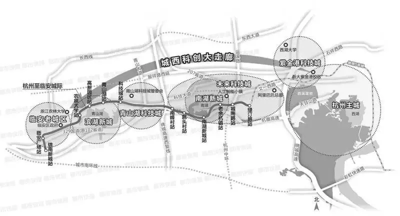 △城西科创大走廊示意图(图源网络)     临安"融杭"时间表已经制定