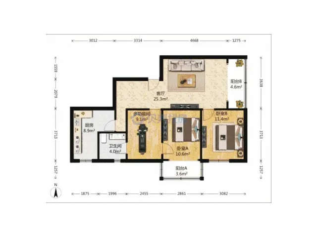 房源:【121.34㎡/120万】