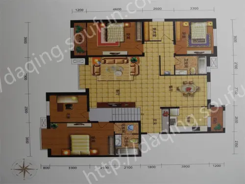 月亮湾户型图f户型图5室2厅2卫1厨