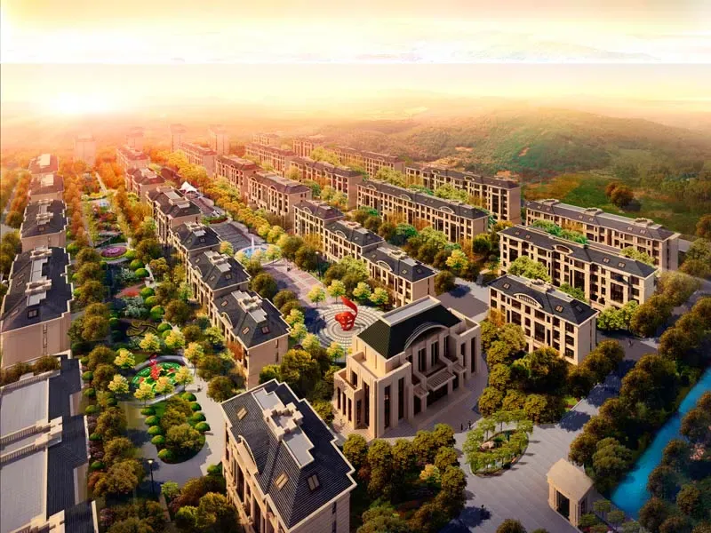 金石城效果图东南向全景鸟瞰效果图 金石城效果图东南向全景鸟瞰效果图