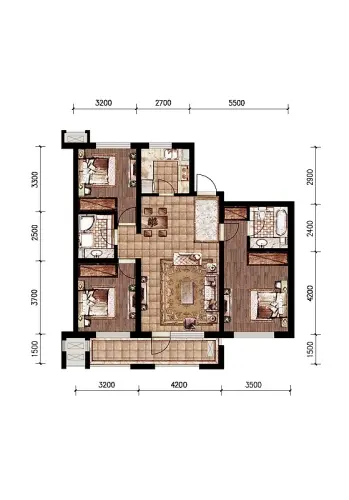 远洋公馆户型图b户型3室2厅2卫1厨