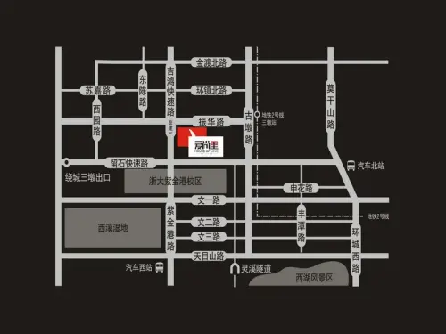 爱尚里北临振华路,西挨建设中的紫金港路(吉鸿快速路,离规划中的地铁
