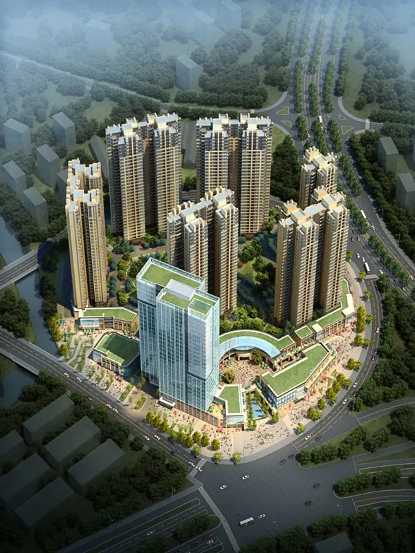 顺德绿地国际花都效果图鸟瞰图 顺德绿地国际花都效果图鸟瞰图