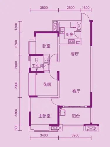 五矿紫湖香醍户型图j2户型2室2厅1卫1厨