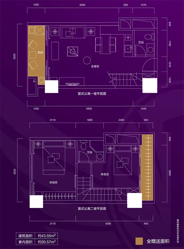 腾大时代广场领寓户型图腾大户型图_复式+标准层2室2厅2卫1厨 腾大时代广场领寓户型图腾大户型图_复式+标准层2室2厅2卫1厨