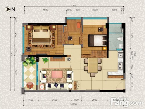 锦富·汇景湾户型图1幢/2幢08户型3室2厅1卫1厨