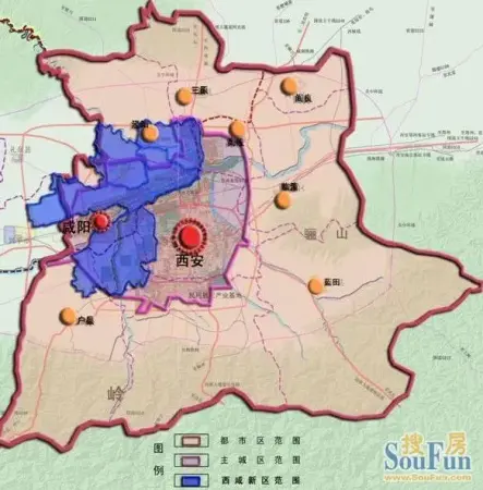 新区行政区划涉及西安,咸阳两市的7个县(区),23个乡镇(街办),现有人口