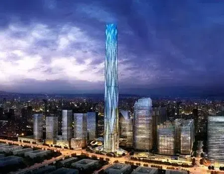 绿地中心直接将成都高楼的高度纪录刷新到了468米 (来源:网络)
