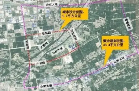 城市设计范围:东至京沪高速,西至鸿海路,南至广州路,北至徐杨街,规划