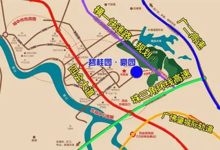 项目临近四会大道,10分钟即可上"珠三角环线高速",直达佛山三水约20